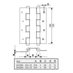 Justor DA180 Aluminium Wall Mounted Double Action Spring Hinge - Anodised Silver - 180mm -Security Door Locks be da180w as 2
