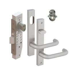 Dormakaba SB2212 Entrance Lock Kit With 6400 Square End Plate Furniture And KD Cylinder - Satin Stainless Steel