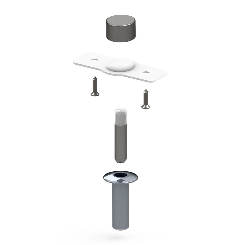 Fantom Barn Door Stop -Sliding - Floor And Door Mounted - Chrome Plate 3 Fantom Barn Door Stop -Sliding - Floor And Door Mounted - Chrome Plate