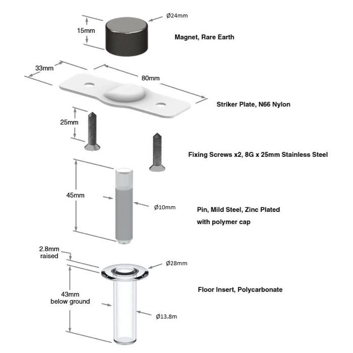 Fantom Barn Door Stop -Sliding - Floor And Door Mounted - Chrome Plate 4 Fantom Barn Door Stop -Sliding - Floor And Door Mounted - Chrome Plate - Image 2
