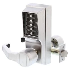 Dormakaba LL1011 Simplex Mechanical Push Button Lever Lock - Left Hand - Satin Chrome