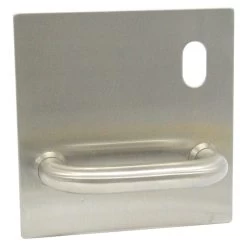 Dormakaba 1501C-DP External Flat Plate With Cylinder Hole And Pull Handle - Right Hand - Satin Stainless Steel