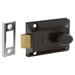 Lockwood 100 Nightlatch No Cylinder Open Out - Brown