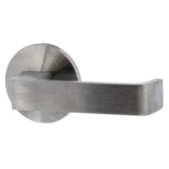 Lockwood 1360-1361-90 Lever Set On Round Rose - Satin Chrome