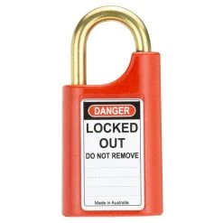 Lockwood 215P - 40mm Locked Out Plastic Padlock - Red - 25mm Brass Shackle