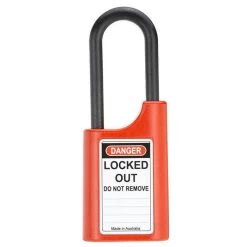 Lockwood 215P - 40mm Safety Locked Out Plastic Padlock - Red - 50mm Polymer Shackle