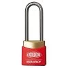 Lockwood 312 - 30mm Deadlocking Brass Padlock - Red - 38mm Shackle -Security Door Locks lw312ed38 rd kd 1