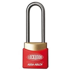 Lockwood 312 - 30mm Deadlocking Brass Padlock - Red - 38mm Shackle
