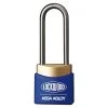 Lockwood 312 - 30mm Latching Brass Padlock - Blue - 38mm Shackle -Security Door Locks lw312el38 bl kd 1