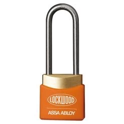 Lockwood 312 - 30mm Latching Brass Padlock - Orange - 38mm Shackle