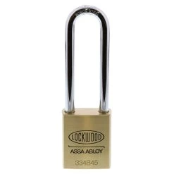 Lockwood 334 - 45mm Brass Padlock - 90mm Shackle - Display Pack