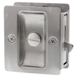 Lockwood 7300 Privacy Cavity Sliding Door Latch - Satin Stainless Steel