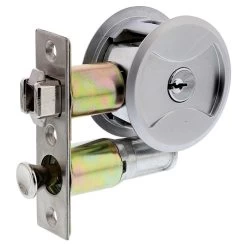 Lockwood 7444 Entrance Cavity Sliding Door Keyed Lock - Satin Chrome Pearl - Display Pack