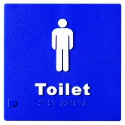 Lockwood BRS1700 Male Braille Sign - Blue And White - 220mm W 170mm H