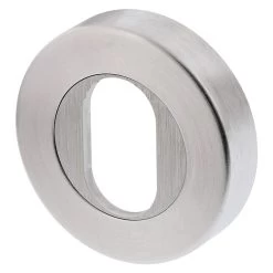 Lockwood Velocity Oval Cylinder Escutcheon Small Round - Satin Chrome Brushed