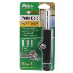 Whitco W2206117 Patio Bolt - Single Pack - Black -Security Door Locks lww2206117 2