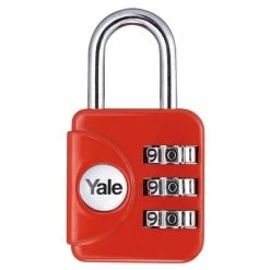 Yale YP1 - 28mm Combination Zinc Padlock - Red - 21mm Shackle