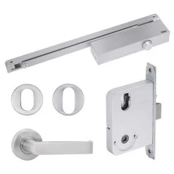 Yale Simplicity S1 Levers With Turn /Lock And Closer - Complete Door Kit - Stainless Steel