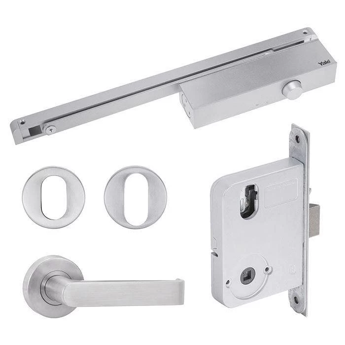 Yale Simplicity S1 Levers With Turn /Lock And Closer - Complete Door Kit - Stainless Steel 3 Yale Simplicity S1 Levers With Turn /Lock And Closer - Complete Door Kit - Stainless Steel