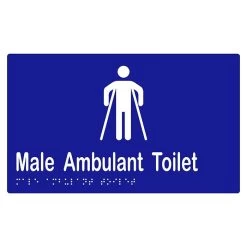Metlam Male Ambulant Toilet Braille Signage - Blue And White - 150 H X 220mm W