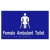 Metlam Female Ambulant Toilet Braille Signage - Blue And White - 150 H X 220mm W