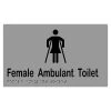 Metlam Female Ambulant Toilet Braille Signage - Silver And Black - 150 H X 220mm W -Security Door Locks ml16266v12 1