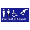Metlam Unisex Accessible Toilet And Shower Braille Signage - Right Hand - Blue And White - 150 H X 300mm W -Security Door Locks ml16298v 1