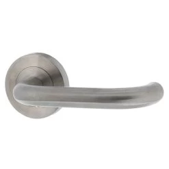 Novas B04-50 Privacy Lever Set On Round Rose - Satin Stainless Steel