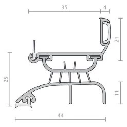 Raven RP4 Door Bottom Sweep Seal 25mm - Clear Anodised Aluminium