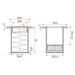 Sabre DPS-19 Dust Proof Socket - Satin Stainless Steel - 19mm -Security Door Locks sab dps 19 sss 2
