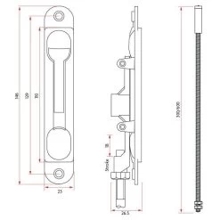 Sabre 600mm Flush Bolt Aluminum - Satin Chrome -Security Door Locks sab fb a 600 ca 5