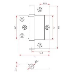 Sabre Fast Fix Timber Frame Hinge - Satin Stainless Steel - 100x70mm -Security Door Locks sab h10070fft sss 2