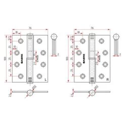 Sabre Lift-off Hinge - Right Handed - Satin Stainless Steel - 100x75x2.5mm -Security Door Locks sab h10075lor sss 3