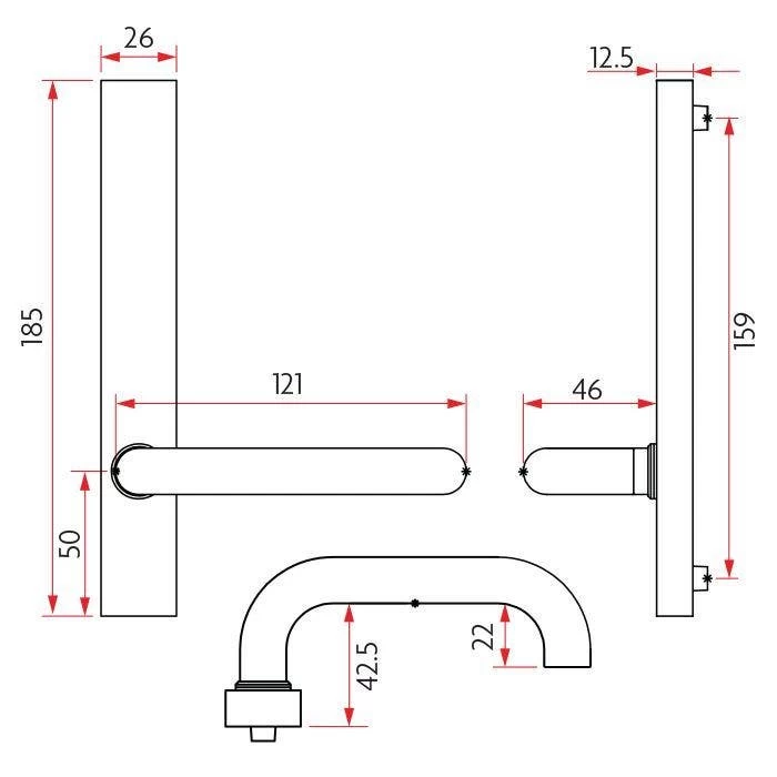 Sabre Narrow Plate External Lever Only Plate - Satin Stainless Steel 4 Sabre Narrow Plate External Lever Only Plate - Satin Stainless Steel - Image 2