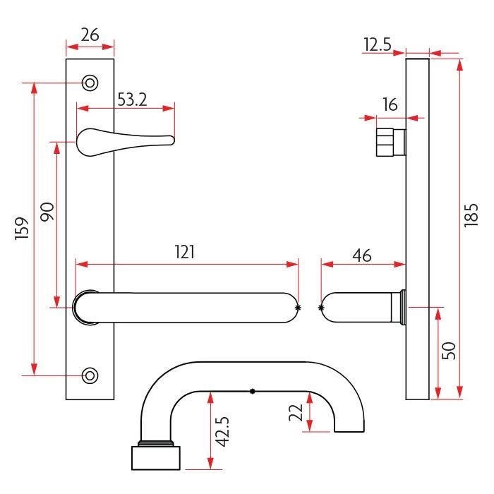 Sabre Narrow Plate Internal Visible Accessible Turn & Lever Plate - Satin Stainless Steel - Left Handed 4 Sabre Narrow Plate Internal Visible Accessible Turn & Lever Plate - Satin Stainless Steel - Left Handed - Image 2
