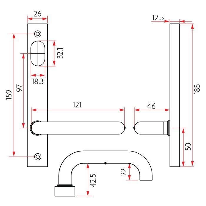 Sabre Narrow Plate Internal Cylinder & Lever Plate - Satin Stainless Steel 4 Sabre Narrow Plate Internal Cylinder & Lever Plate - Satin Stainless Steel - Image 2