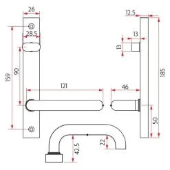 Sabre Narrow Plate Internal Turn & Lever - Satin Stainless Steel -Security Door Locks sab nss vtl h01 ss 2