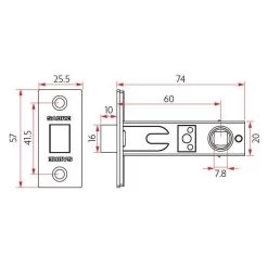 Sabre Privacy Latch - 60mm Backset -Security Door Locks sab pl 60 t sss 4
