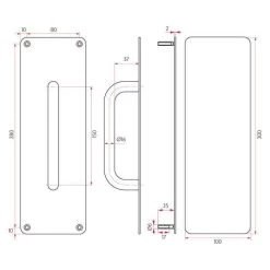 Sabre 300x100mm Push Pull Plate Set With 150mm D Pull Handle On Concealed Fix Side - Black -Security Door Locks sab ppset con100 sss 2 1