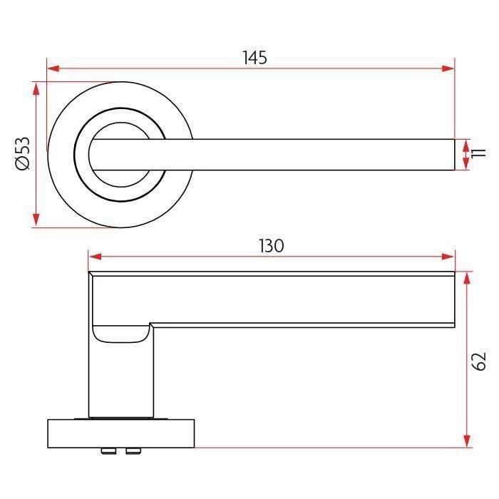 Sabre Lever On 53mm Rose Privacy Set H04 - Satin Stainless Steel 4 Sabre Lever On 53mm Rose Privacy Set H04 - Satin Stainless Steel - Image 2