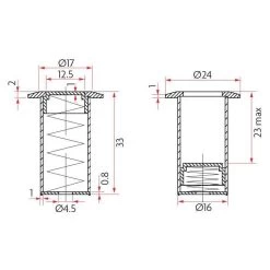 Sabre TH1759 Top Hat Ferrule To Suite 9mm Bolt - Aluminium -Security Door Locks sab th1759 aly 3