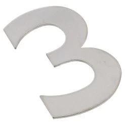 Superior Brass 48913 Numeral 3 - Satin Satinless Steel - 130mm H