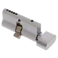 Superior Brass Euro Cylinder And Turn - Fixed Cam - Satin Chrome - 65mm