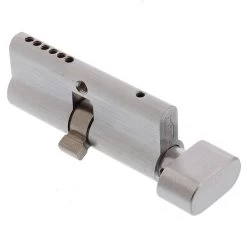 Superior Brass Euro Cylinder And Turn - Fixed Cam - Satin Chrome- 70mm