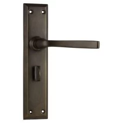 Tradco 0678P Menton Lever On Privacy Long Backplate - Antique Brass