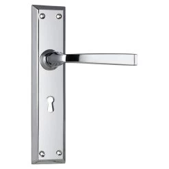 Tradco 0685 Menton Lever On Skeleton Key Long Backplate - Chrome Plate