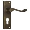Tradco 0782E Victoria Lever On Euro Cylinder Hole Long Backplate - Antique Brass -Security Door Locks tha 0782e 1