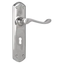 Tradco 0891 Windsor Lever On Skeleton Key Long Backplate - Chrome Plate