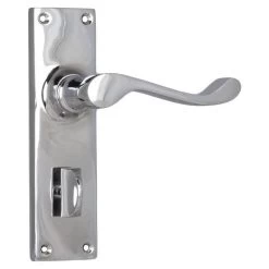 Tradco 0907P Victorian Lever On Privacy Long Backplate - Chrome Plate