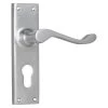 Tradco 0912E Victorian Lever On Euro Cylinder Hole Long Backplate - Satin Chrome -Security Door Locks tha 0912e 1